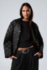 Schwarz - Gesteppte Oversize-Innenjacke - 2
