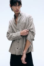 Checked Washed Mole - Long-sleeved flannel buttoned shirt - 1