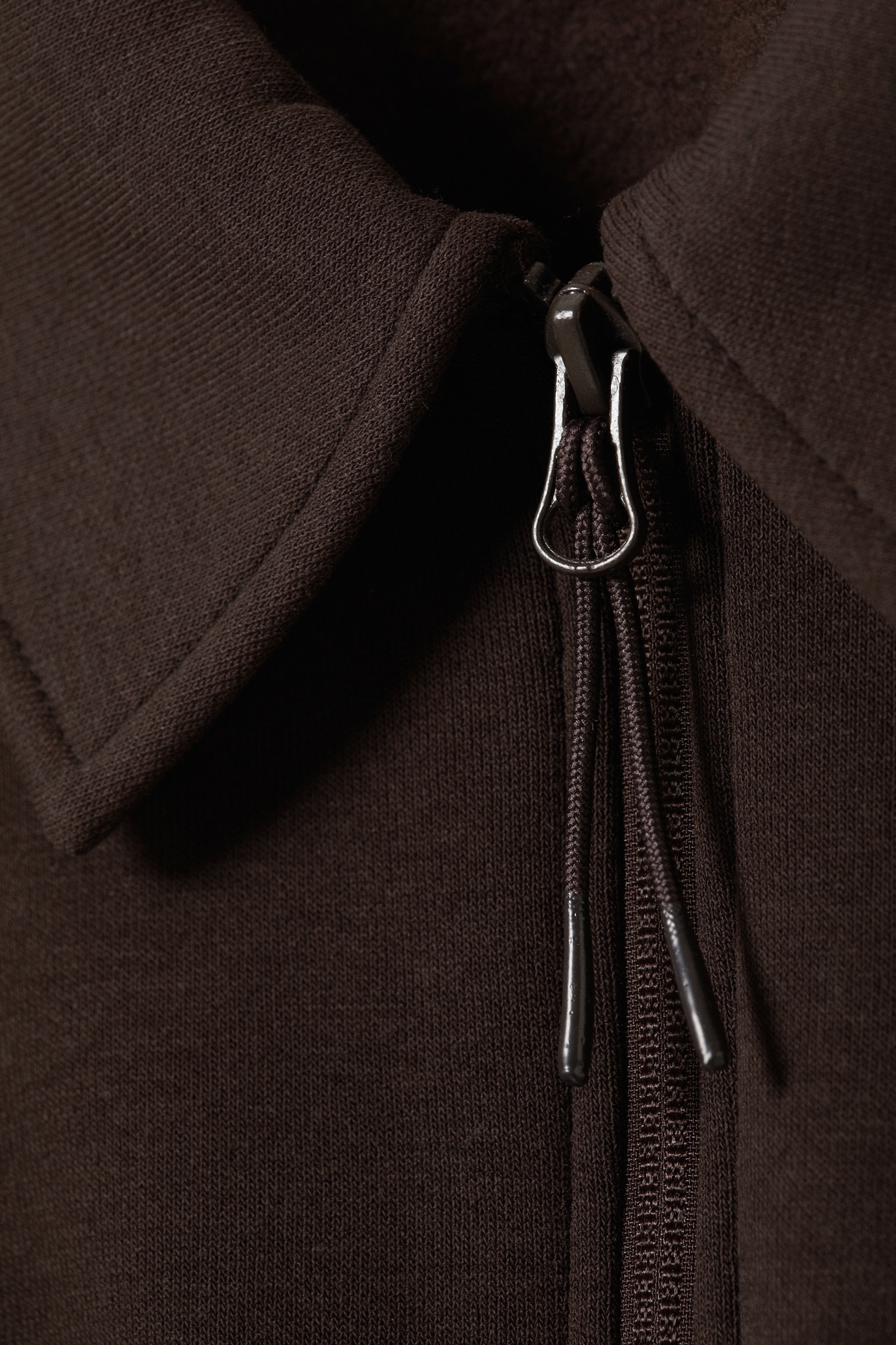 Loose Half-Zip Polo Sweatshirt - Dark Brown/Light Dusty Pink - 3