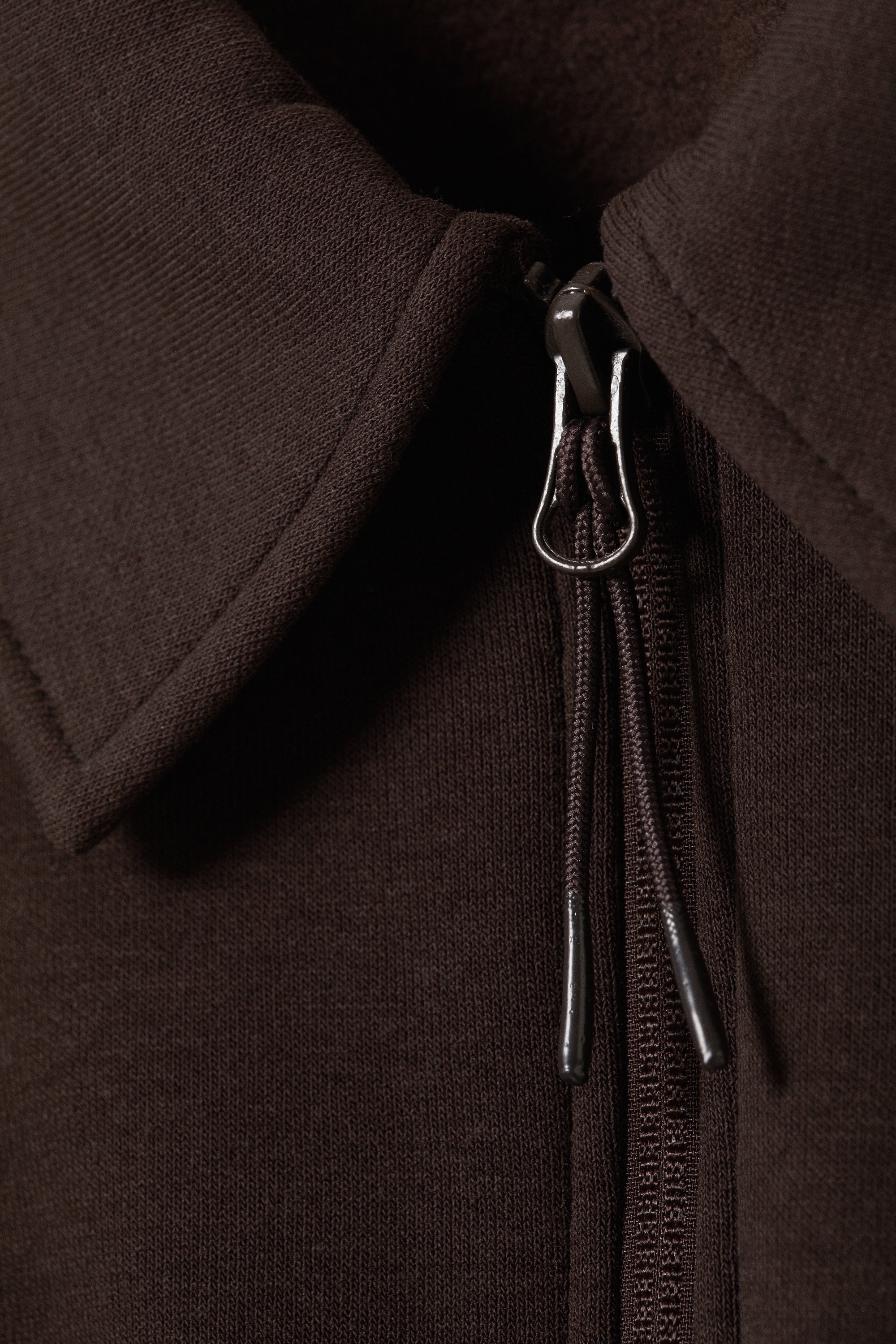 Dark Brown - Loose Half-Zip Polo Sweatshirt - 2