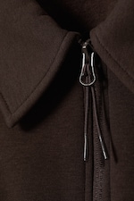 Donkerbruin - Losvallend polosweater met halve rits - 5