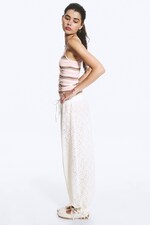 Dusty White Lace - Kanten broek met lage taille en trekkoord - 2