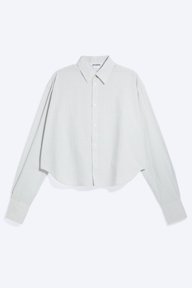 Camicia dal taglio squadrato con bottoni - Blu a quadri/Marrone scuro a quadri - 1