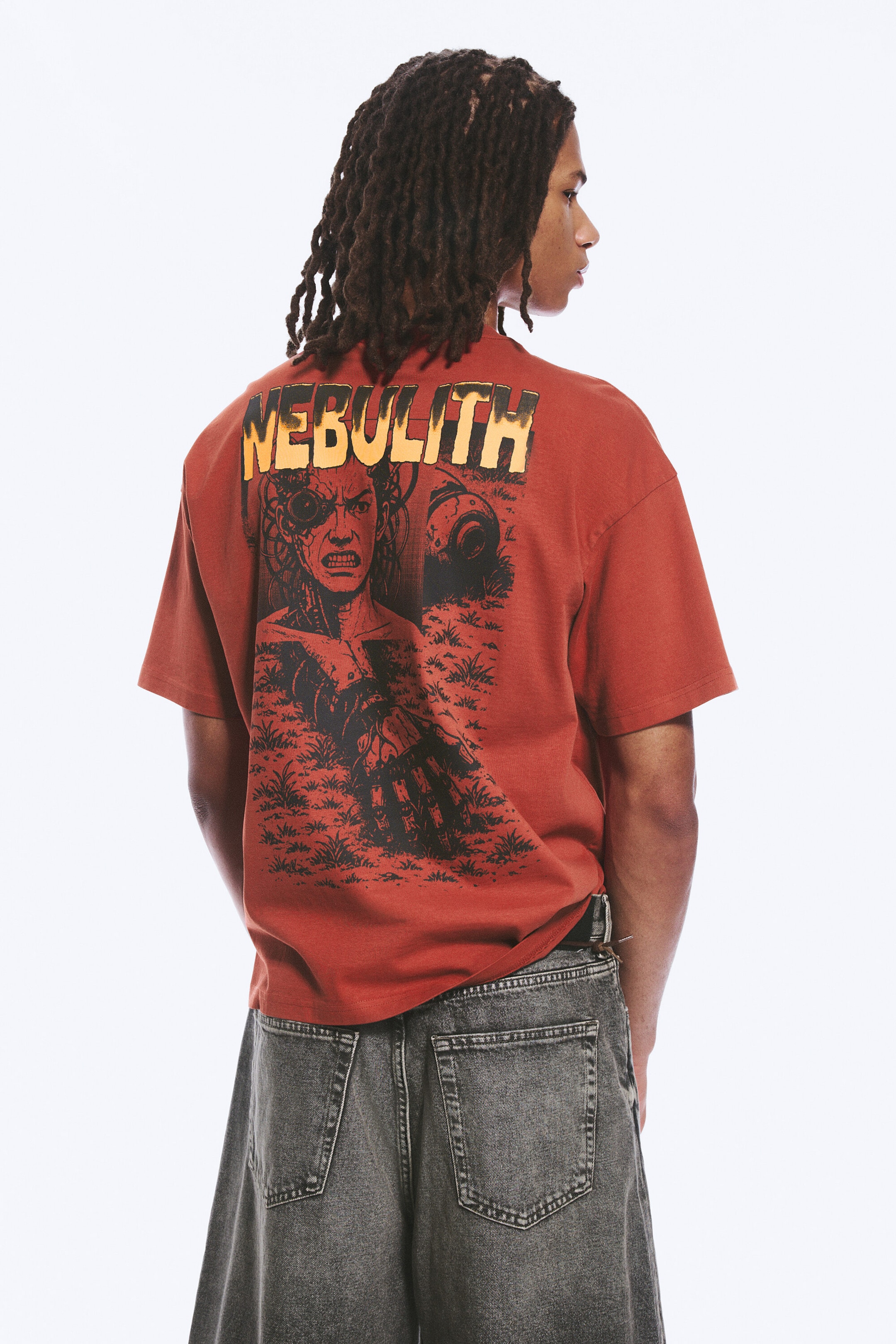 Red - Nebulith - Boxy Printed Graphic T-shirt - 1