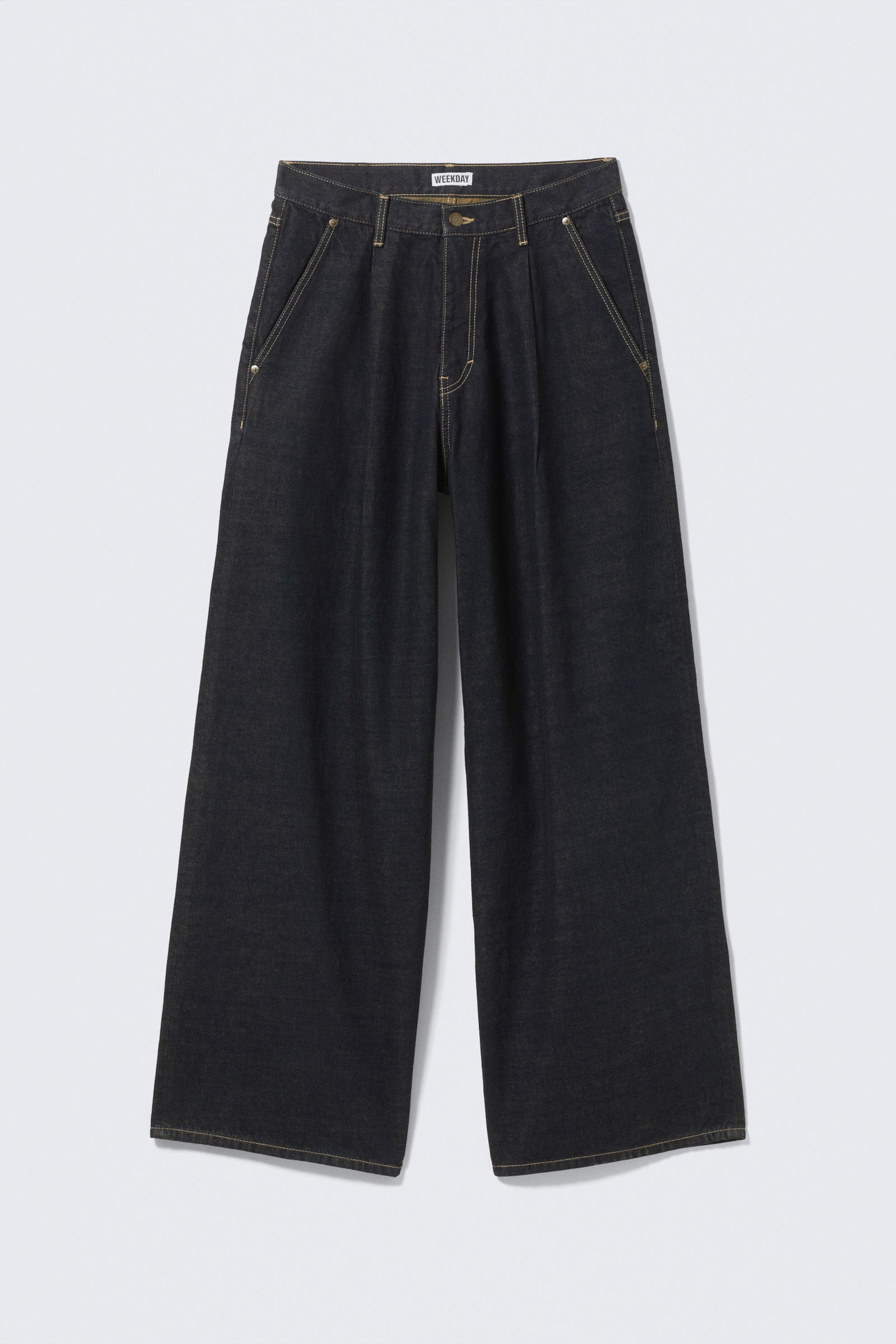 Emerald Rinse - Dark Blue - Geplooide Loose Baggy Leg Jeans - 5