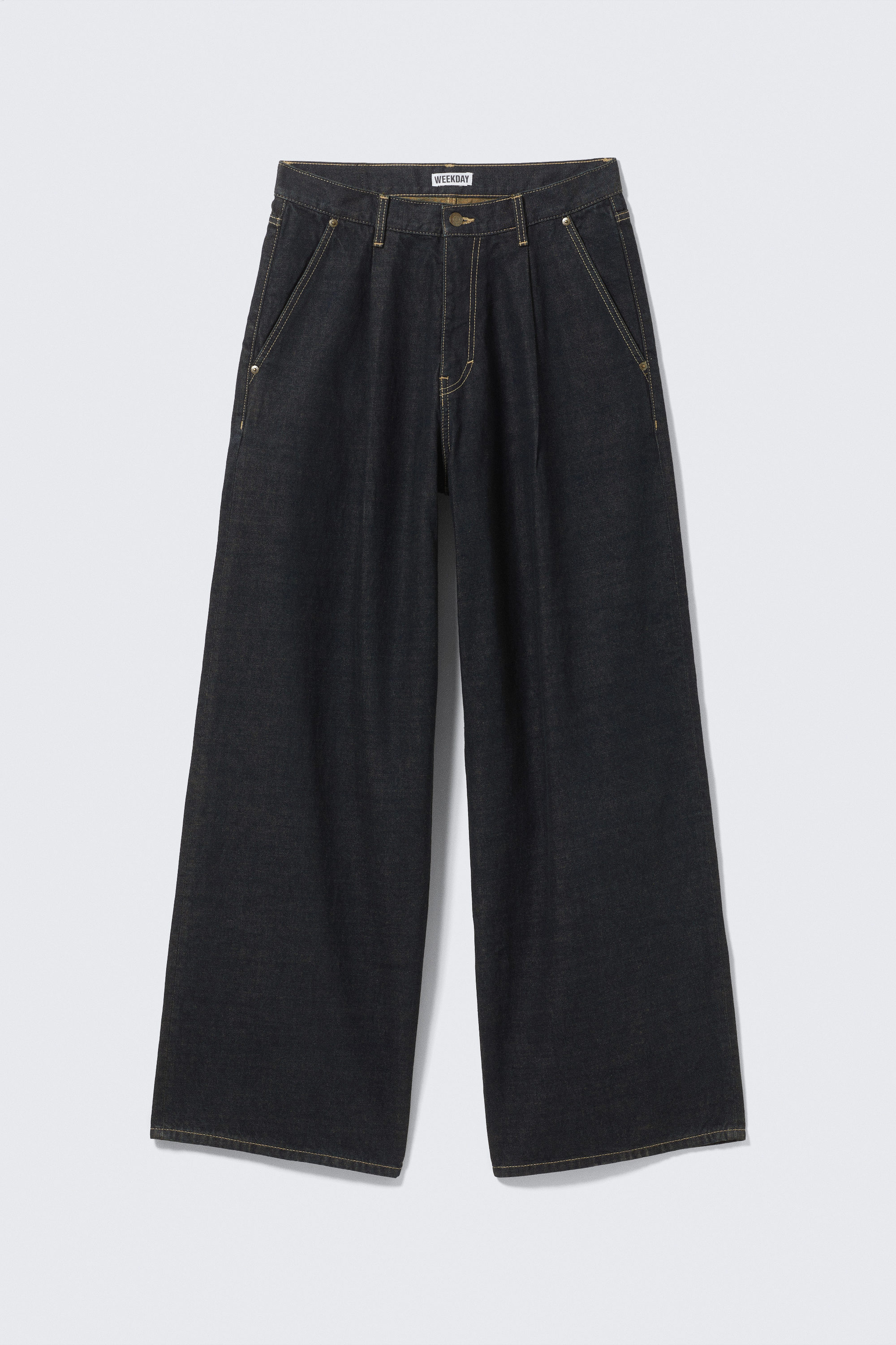 pleated loose baggy jeans - Emerald Rinse - Dark Blue | Weekday EU
