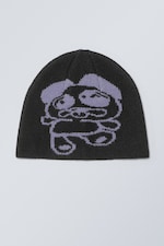 Svart - Jacquard-stickad mössa - 0