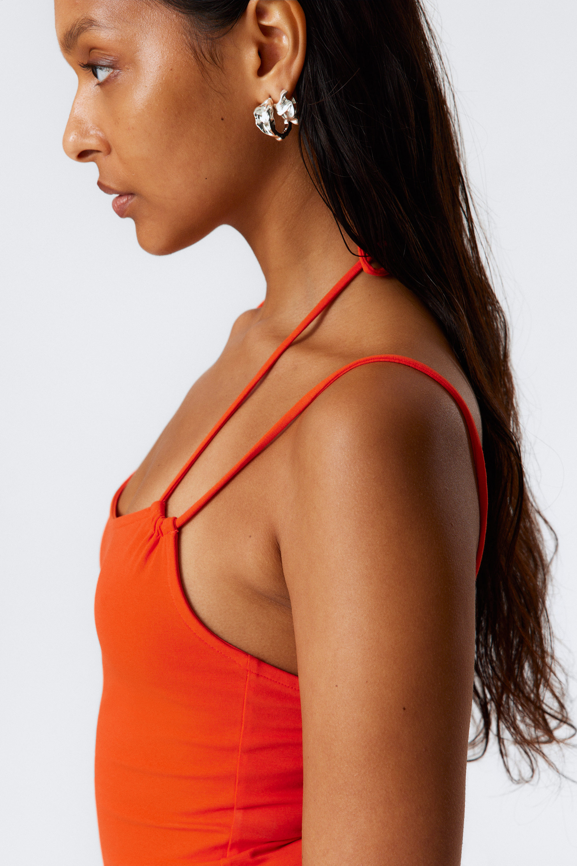 Bright Orange - Slim Fit Halterneck Strap Top - 2