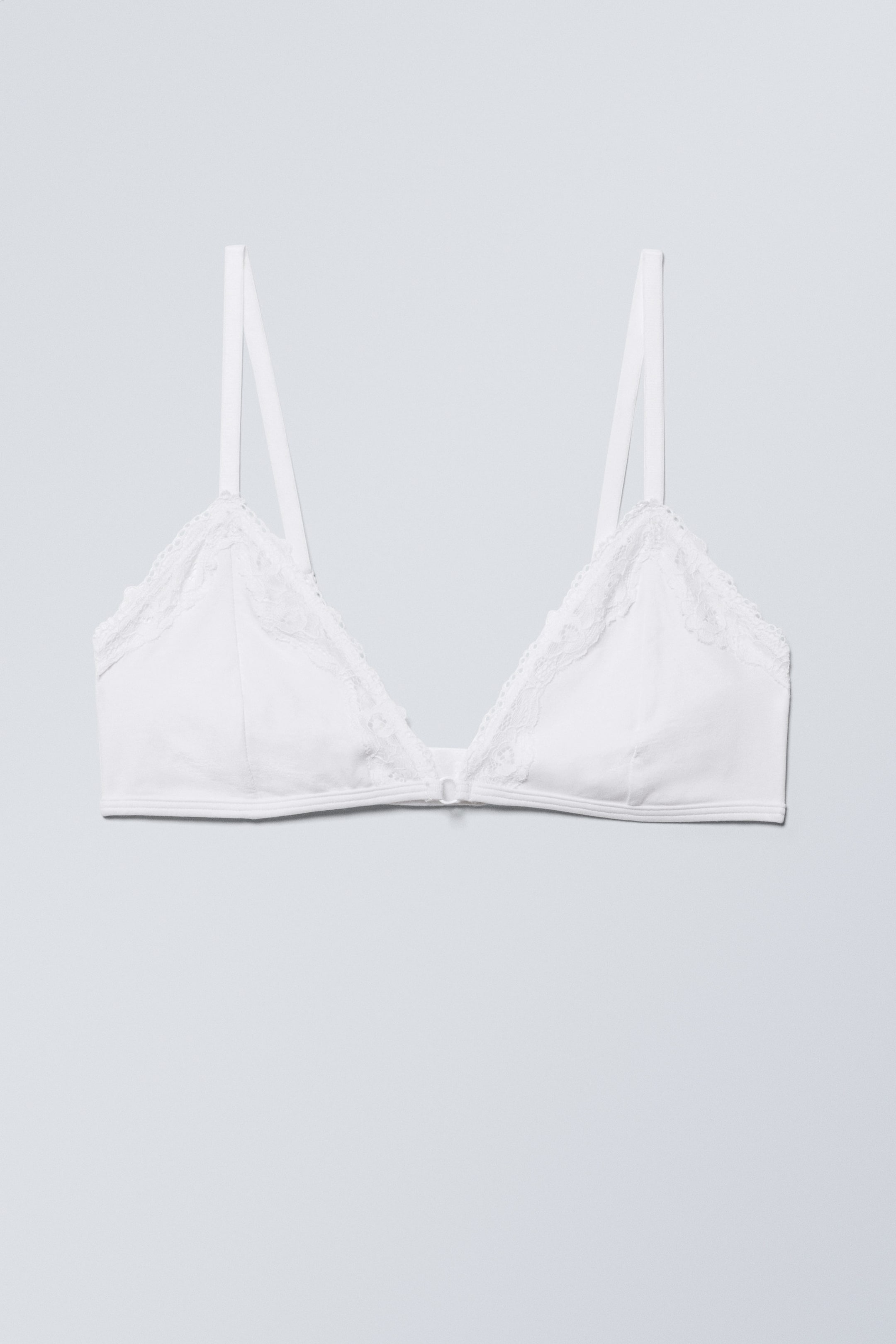 Weiß - BH mit Baumwollbesatz aus Spitze - 0