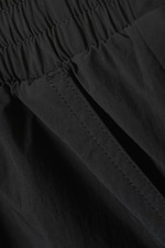 Black - Mid Rise Loose Baggy Leg Nylon Trousers - 4