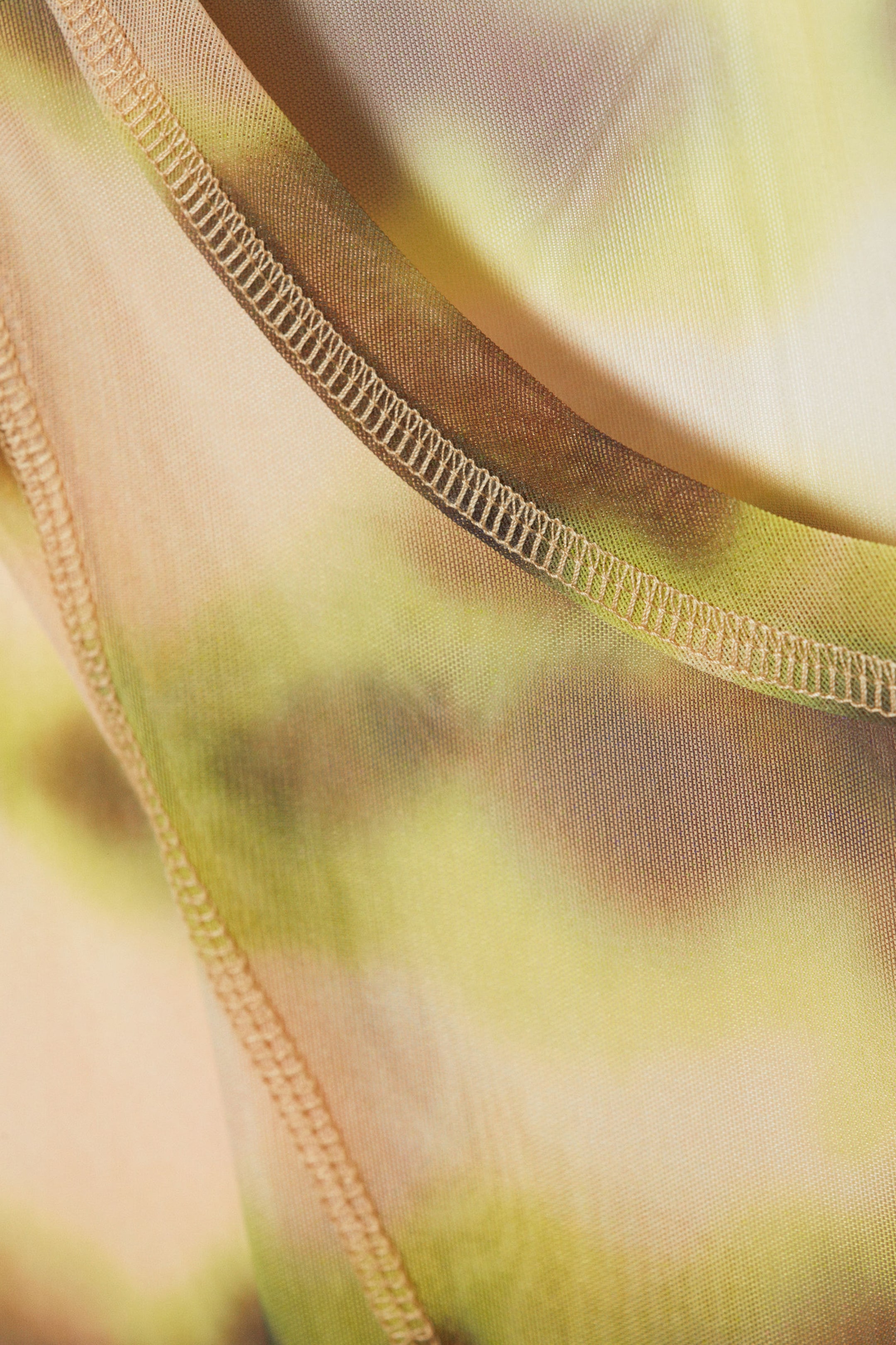 Yellow Blurred Stains - Long-Sleeved Mesh Top - 4