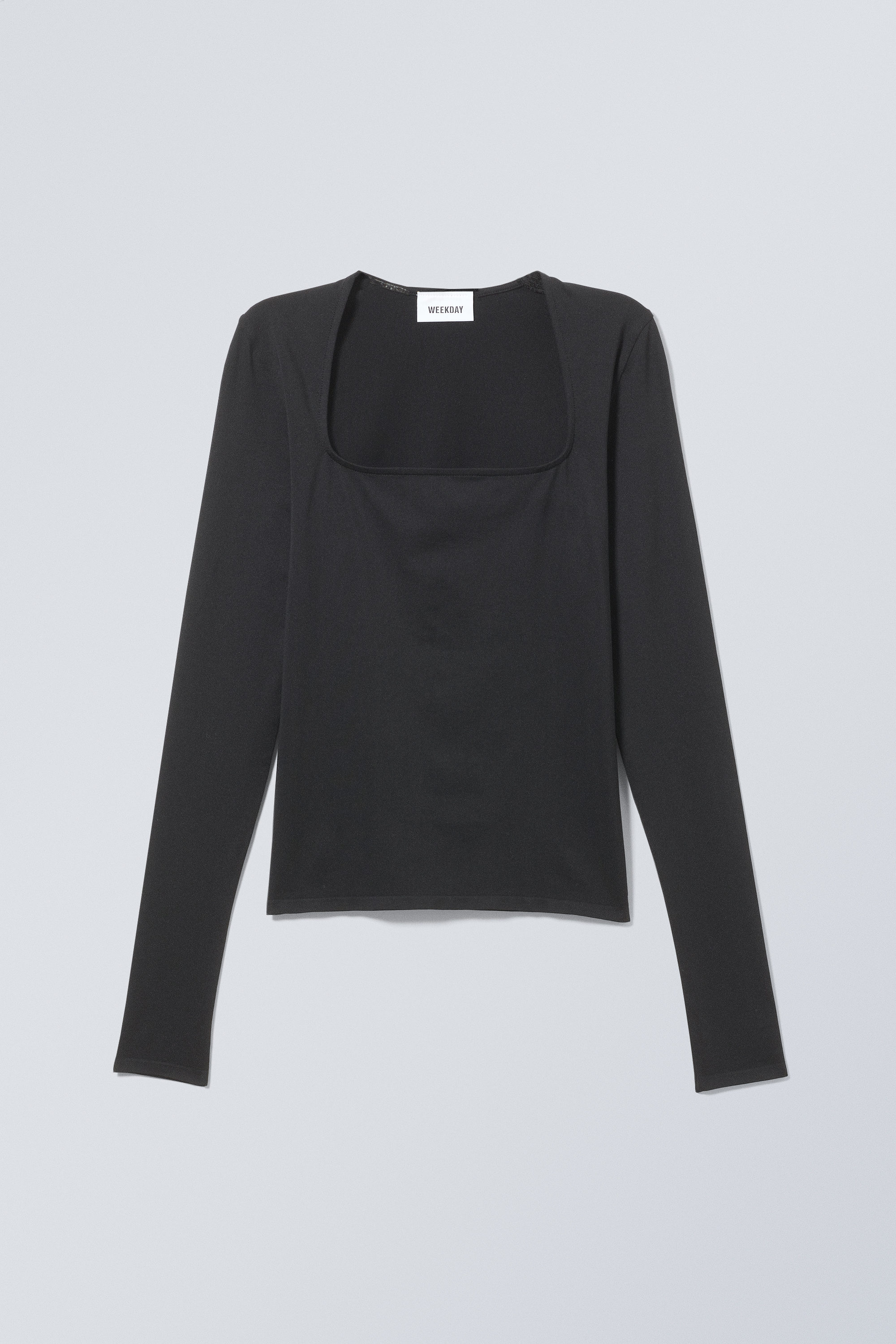 【LOHEN】SQUARE NECK COMPACT TOPS square neck longsleeve top - Black | Weekday EU