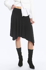 Noir - Jupe asymétrique en jersey taille mi-haute - 1