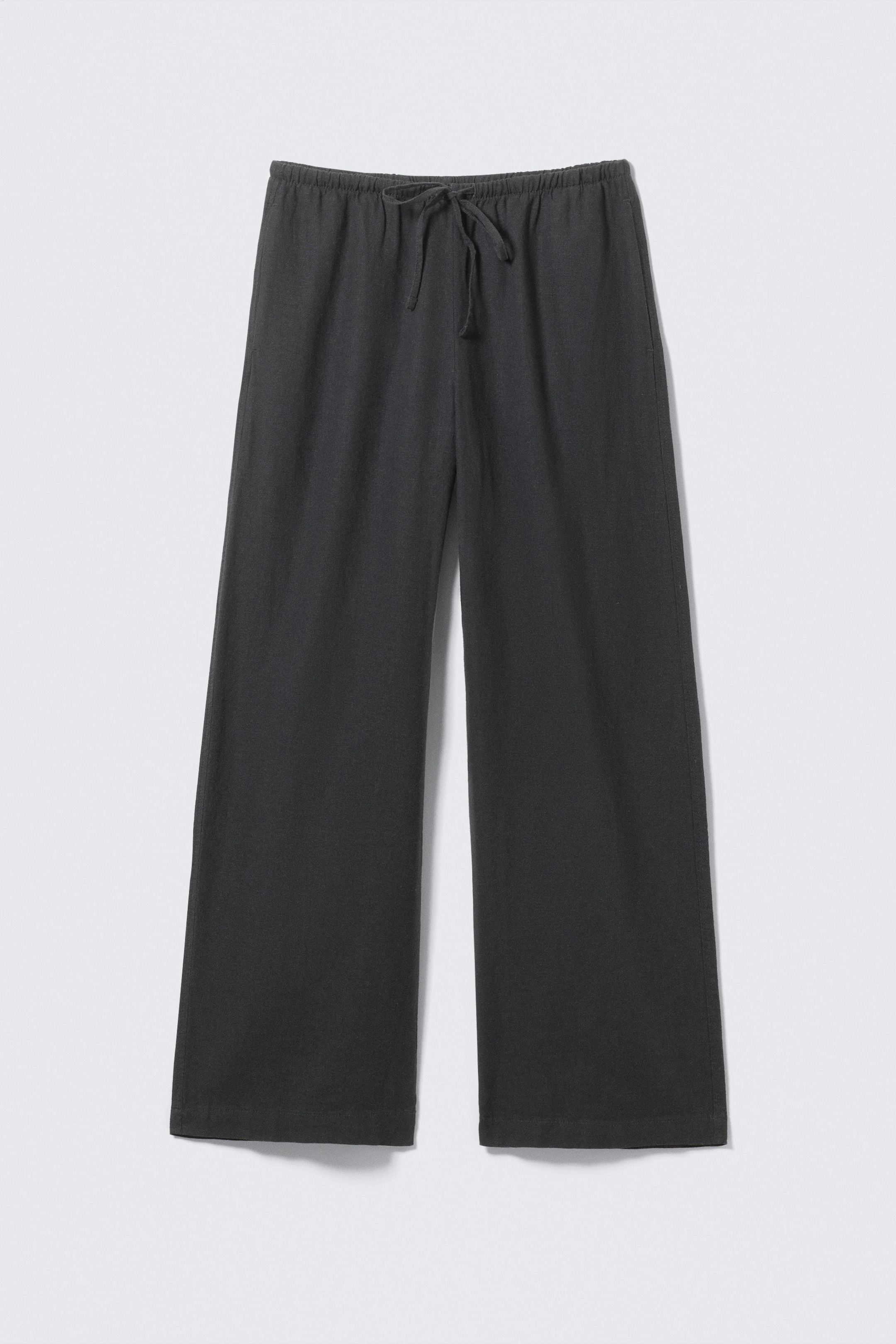 Donkergrijs - Broek van linnenmix met lage taille - 1