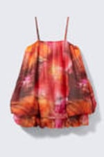 Red & Orange - Calypso Flower - Sleeveless Balloon Mini Dress - 4
