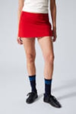 Rot - Minirock mit niedriger Taille - 1