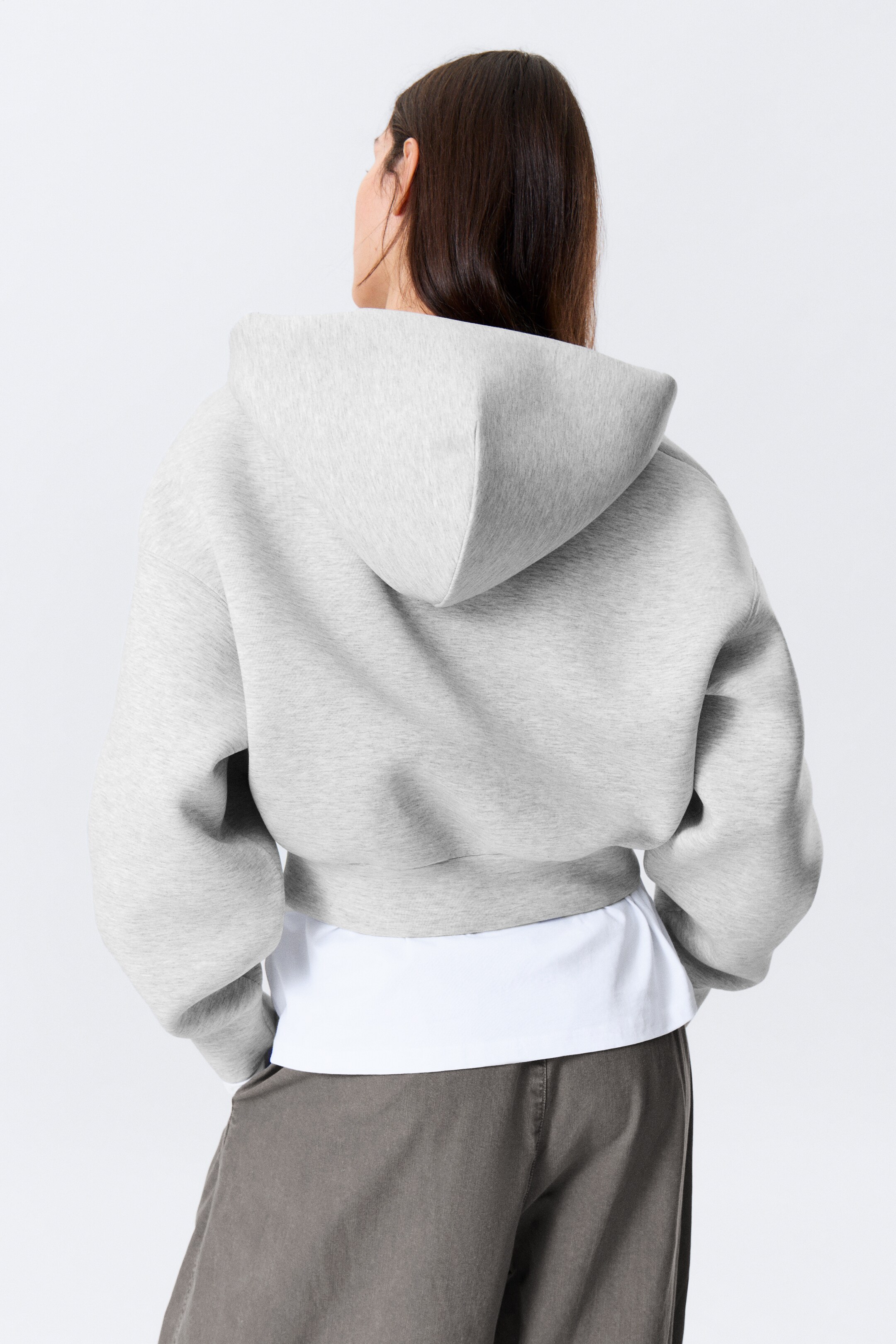 Ver imagen más grande: Sudadera con capucha y cremallera de scuba - Gris jaspeado - MUJER | H&M ES 5