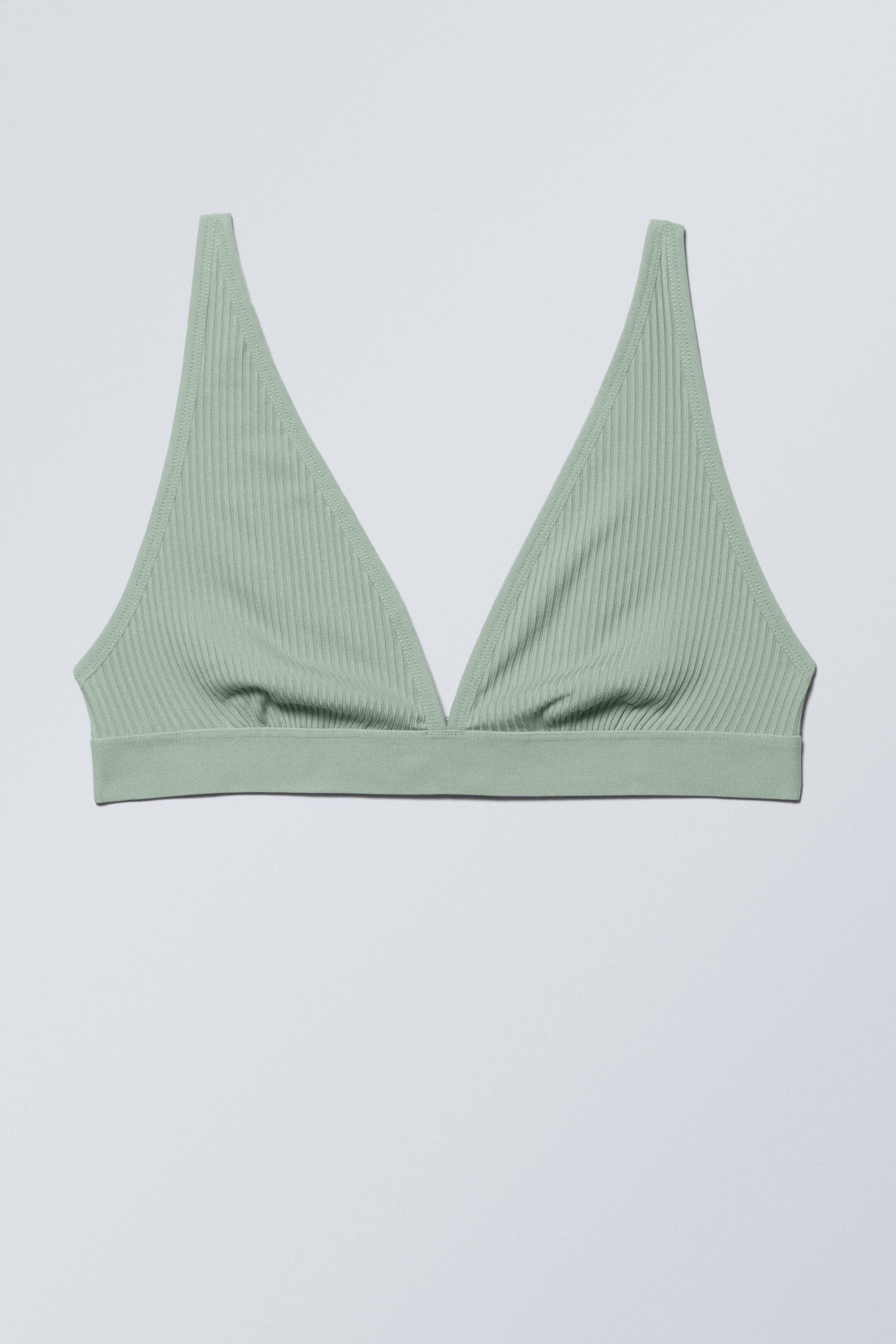 Vert poudré - Soutien-gorge triangle côtelé Nina - 0