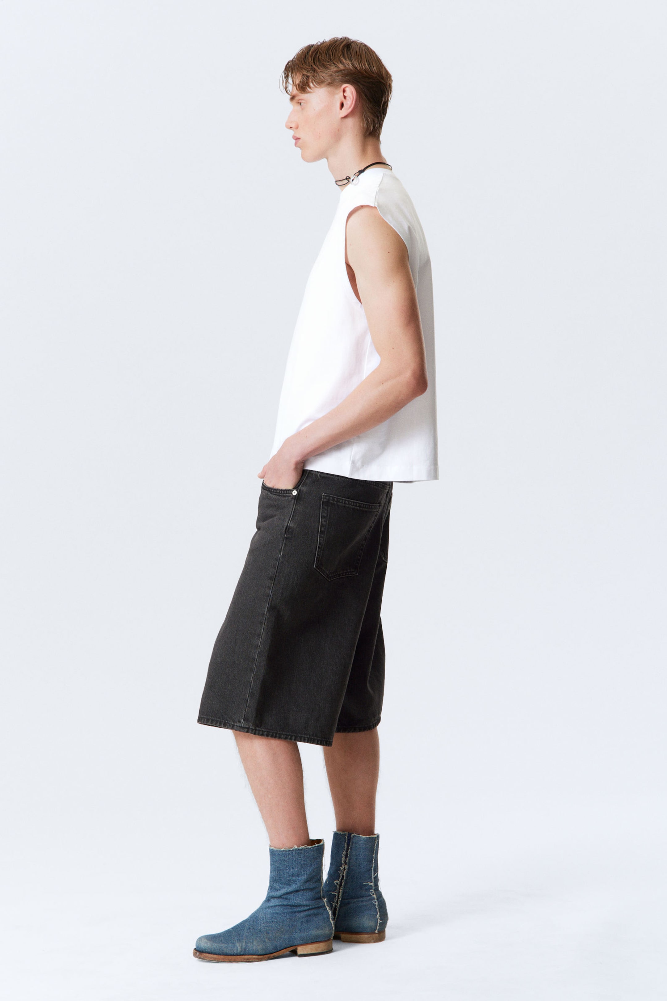 Tuned Black - Astro Denim Loose Baggy Shorts - 3