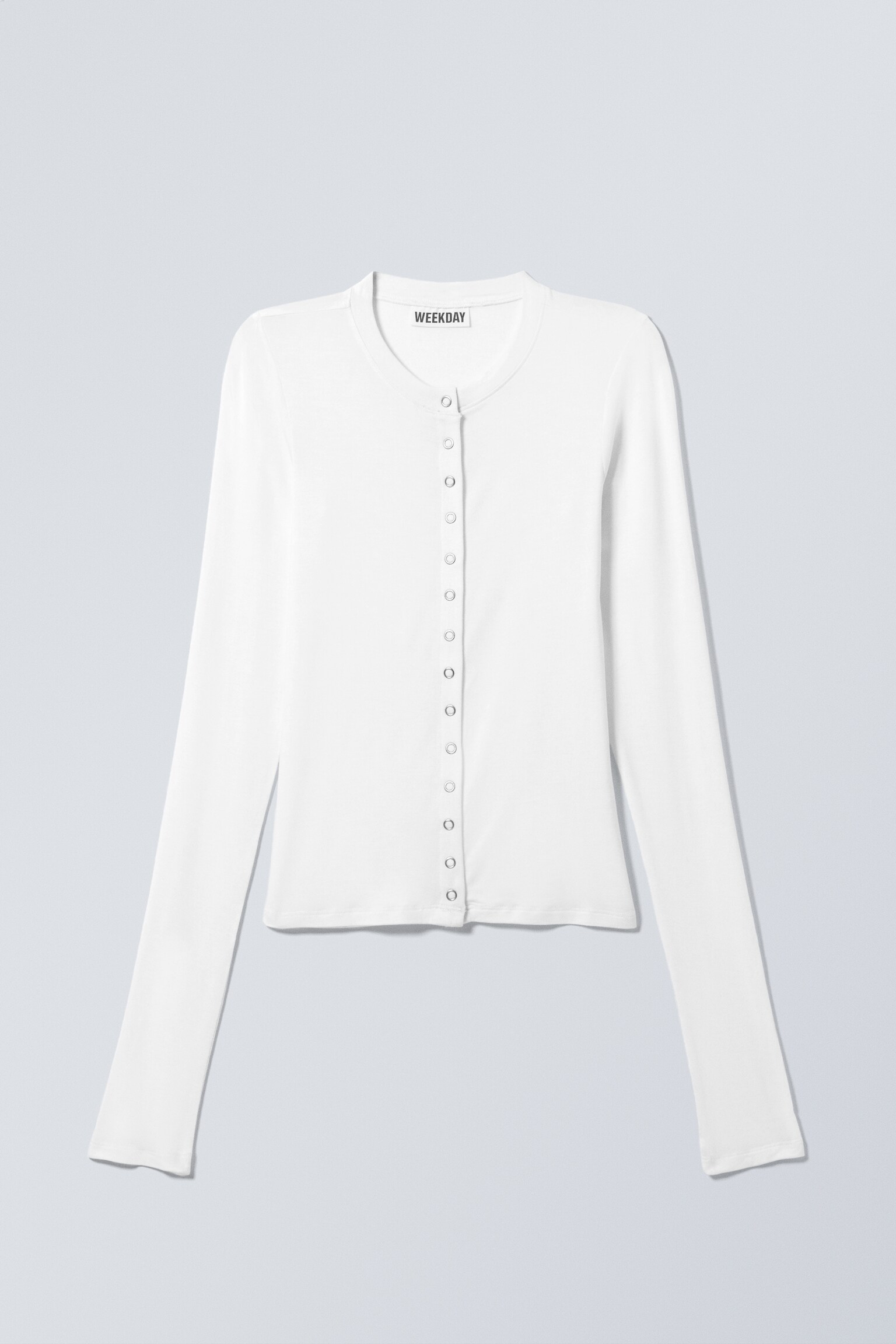 Slim Long-Sleeved Buttoned Cardigan - Vit/Mörkblå - 2
