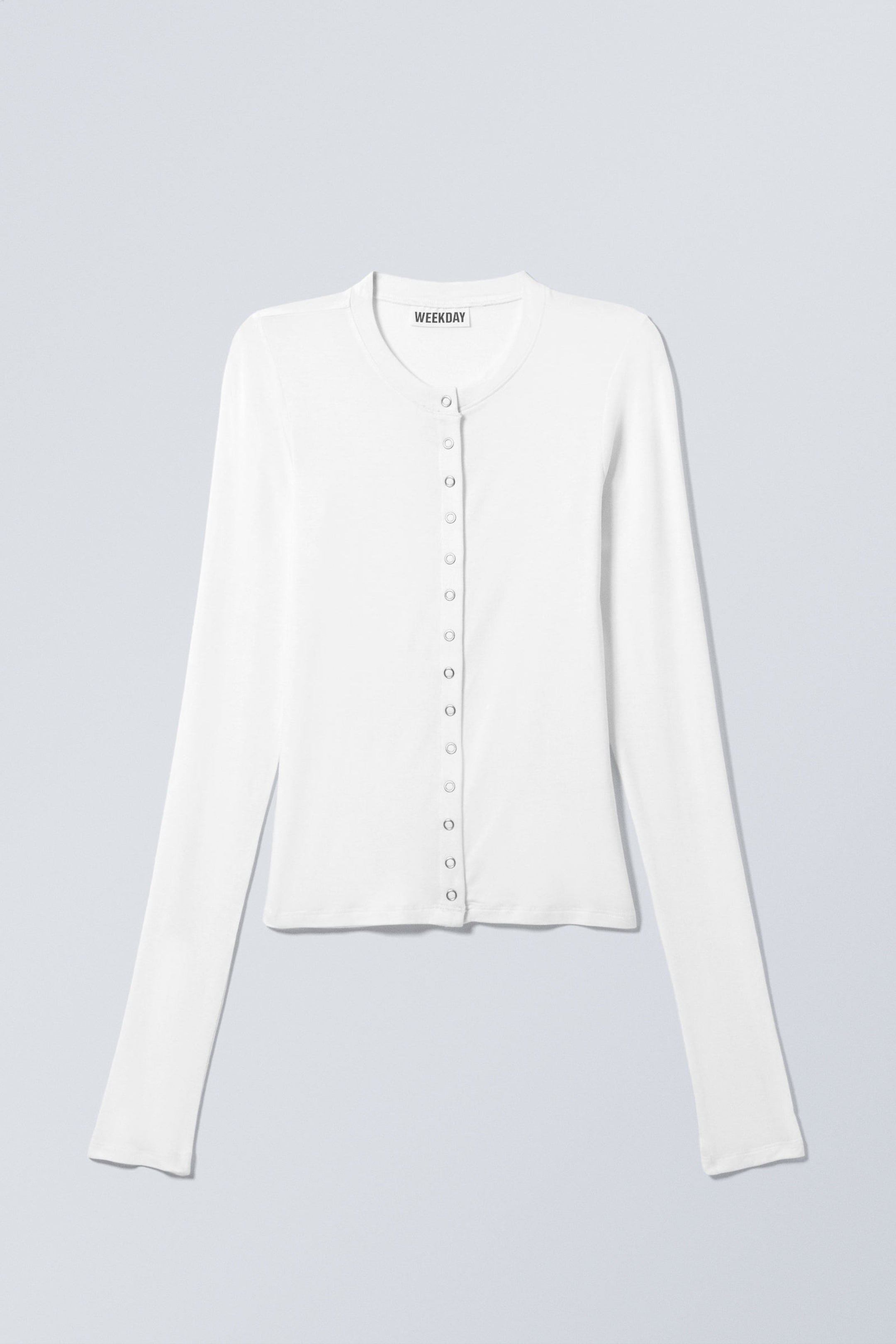 Weiß - Slim LongSleeved Buttoned Cardigan - 1
