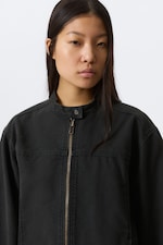 Svart - Oversized Washed Canvas Jacket - 2