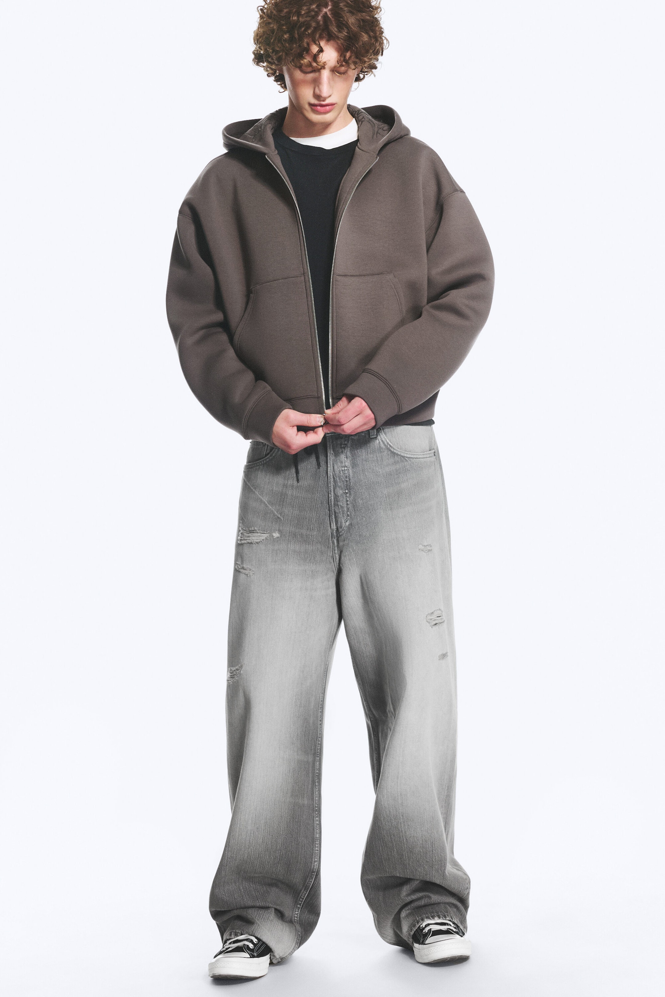 Dark Mole - Embroidered - Simon Graphic Scuba Zip Hoodie - 1