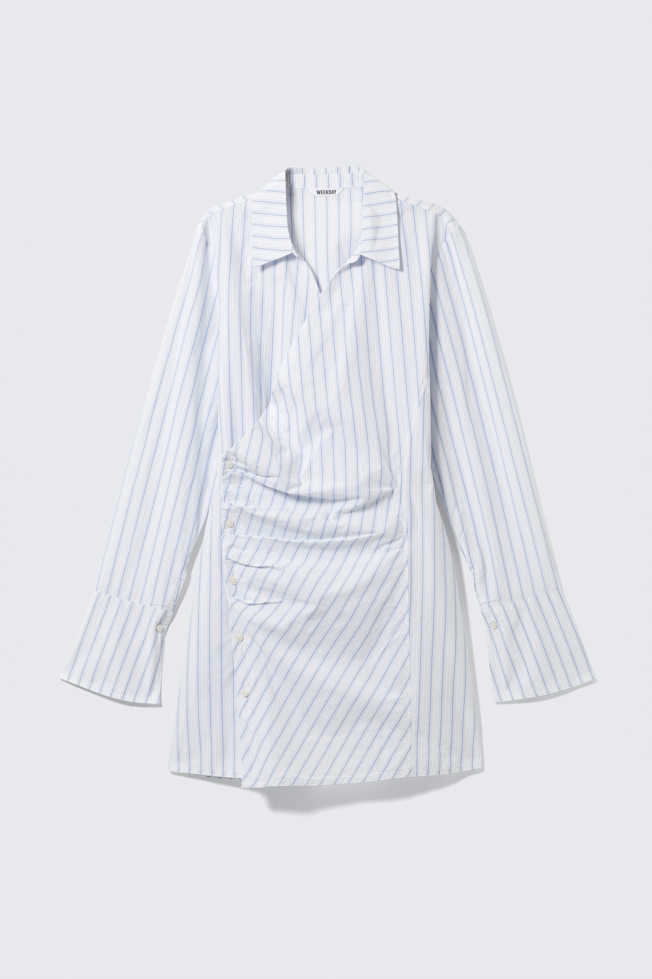 Zobacz większy obraz: Asymetryczna szmizjerka mini z długim rękawem - Blue Stripe - ONA | H&M PL 5