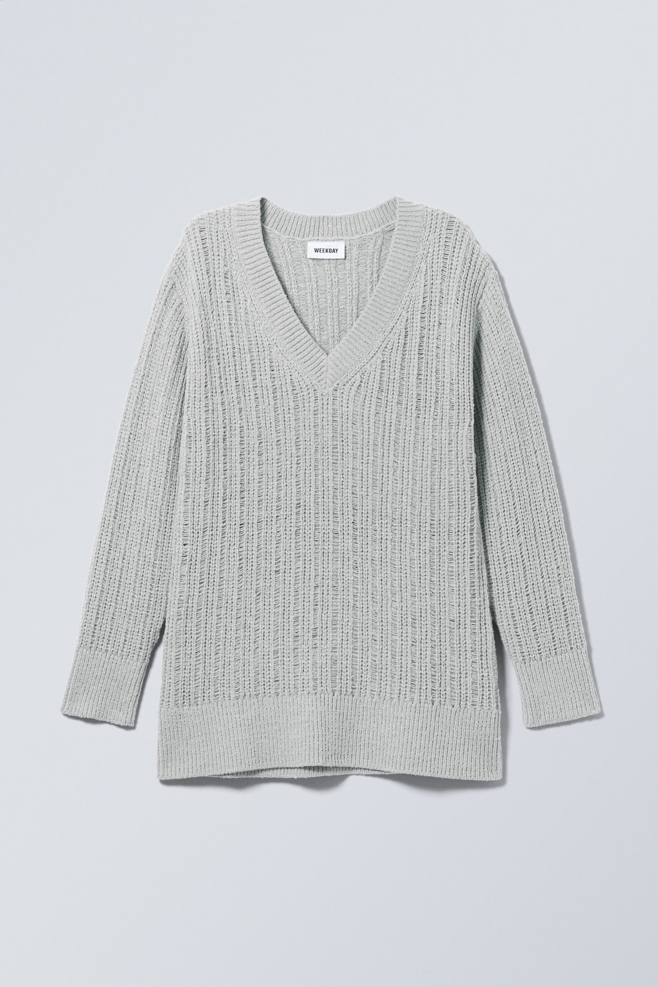 Helles Staubgrau - Farila Oversized Pullover im Used-Look - 1