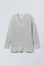 Light Dusty Grey - Farila Oversized Distressed Sweater - 0