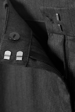 Striped Dark Grey - Low-Waisted Loose Fit Suit Trousers - 1