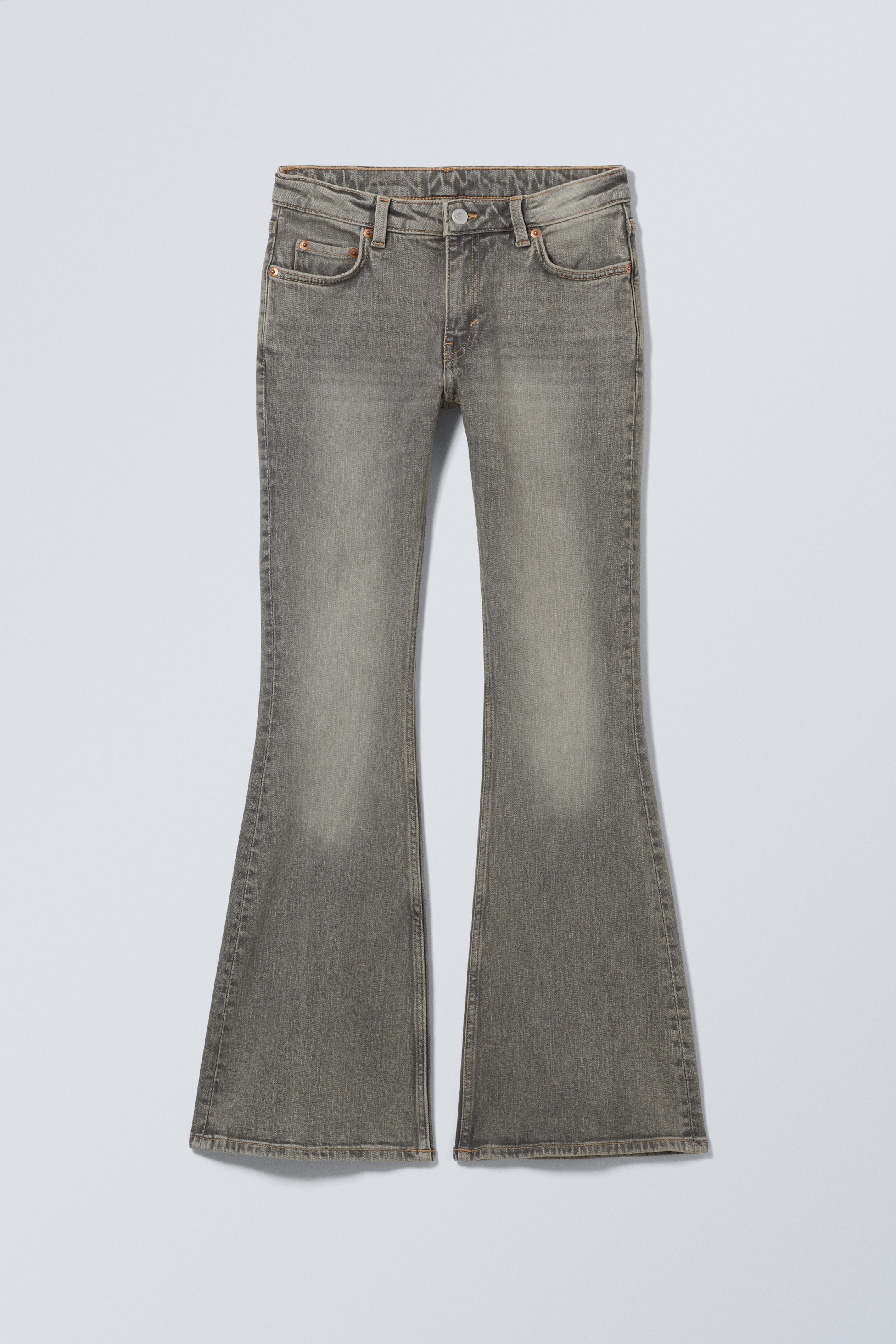 Canyon Grey - Medium Grey - Flame Low Rise Slim Flared Jeans - 1