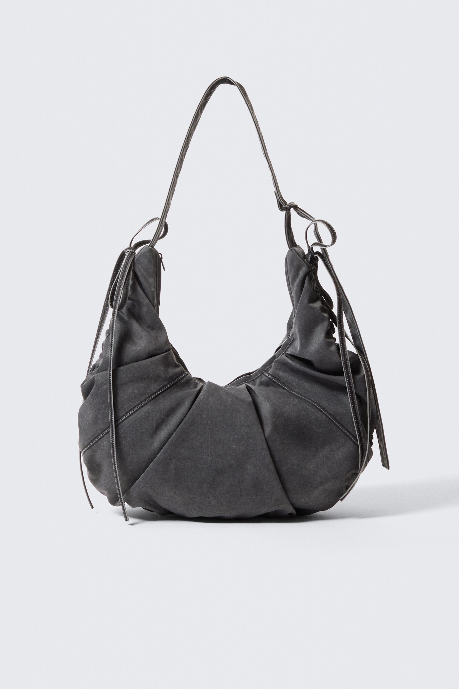 RUCHED CROSSBODY BAG - Black/Dark Beige