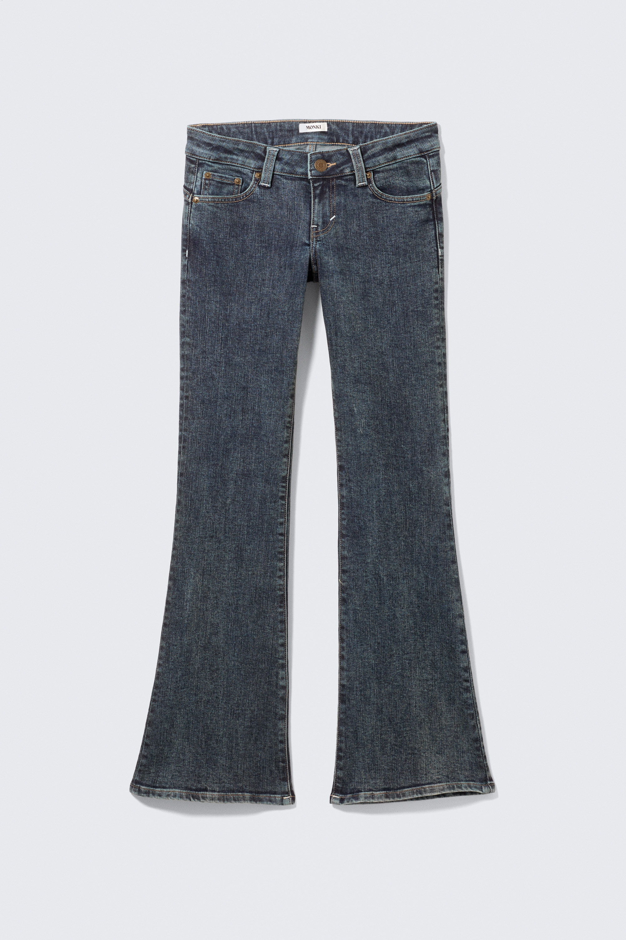 Desert Blue - Dark Blue - Low Rise Curve Yoke Flared Jeans - 5