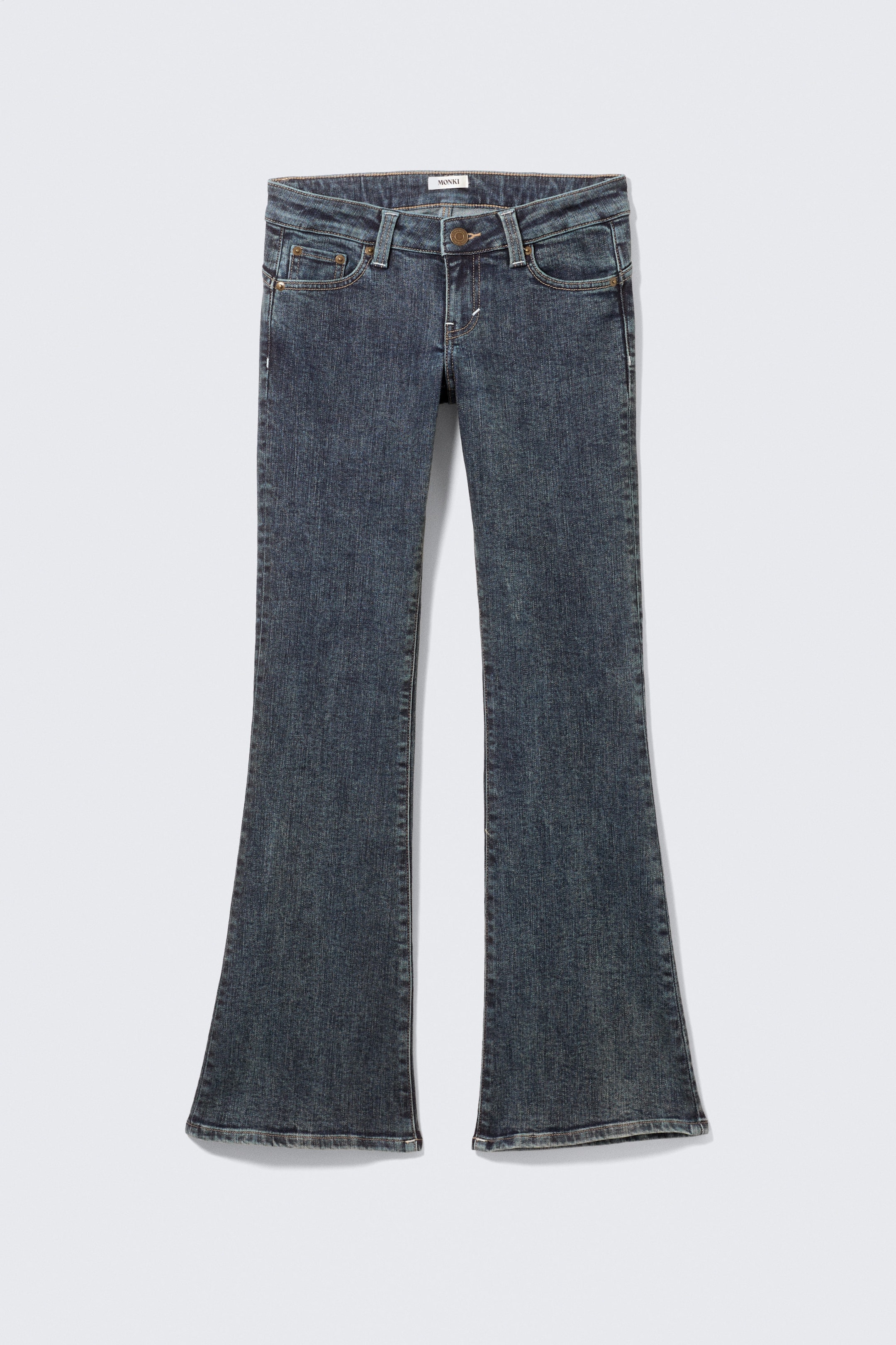 Desert Blue - Dark Blue - Low Rise Curve Yoke Flared Jeans - 5