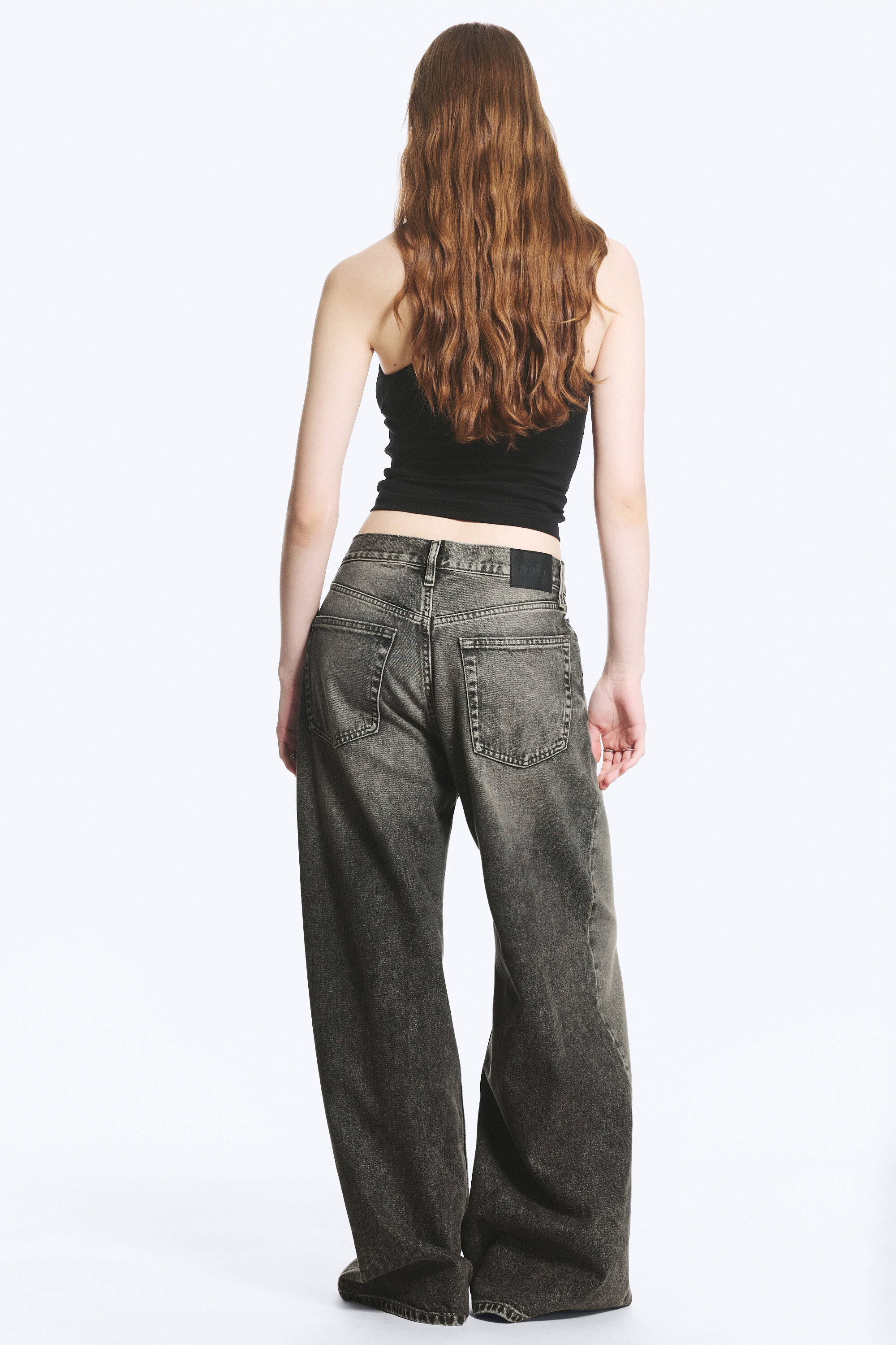 solar regular waist loose wide unisex jeans - Redondo Black