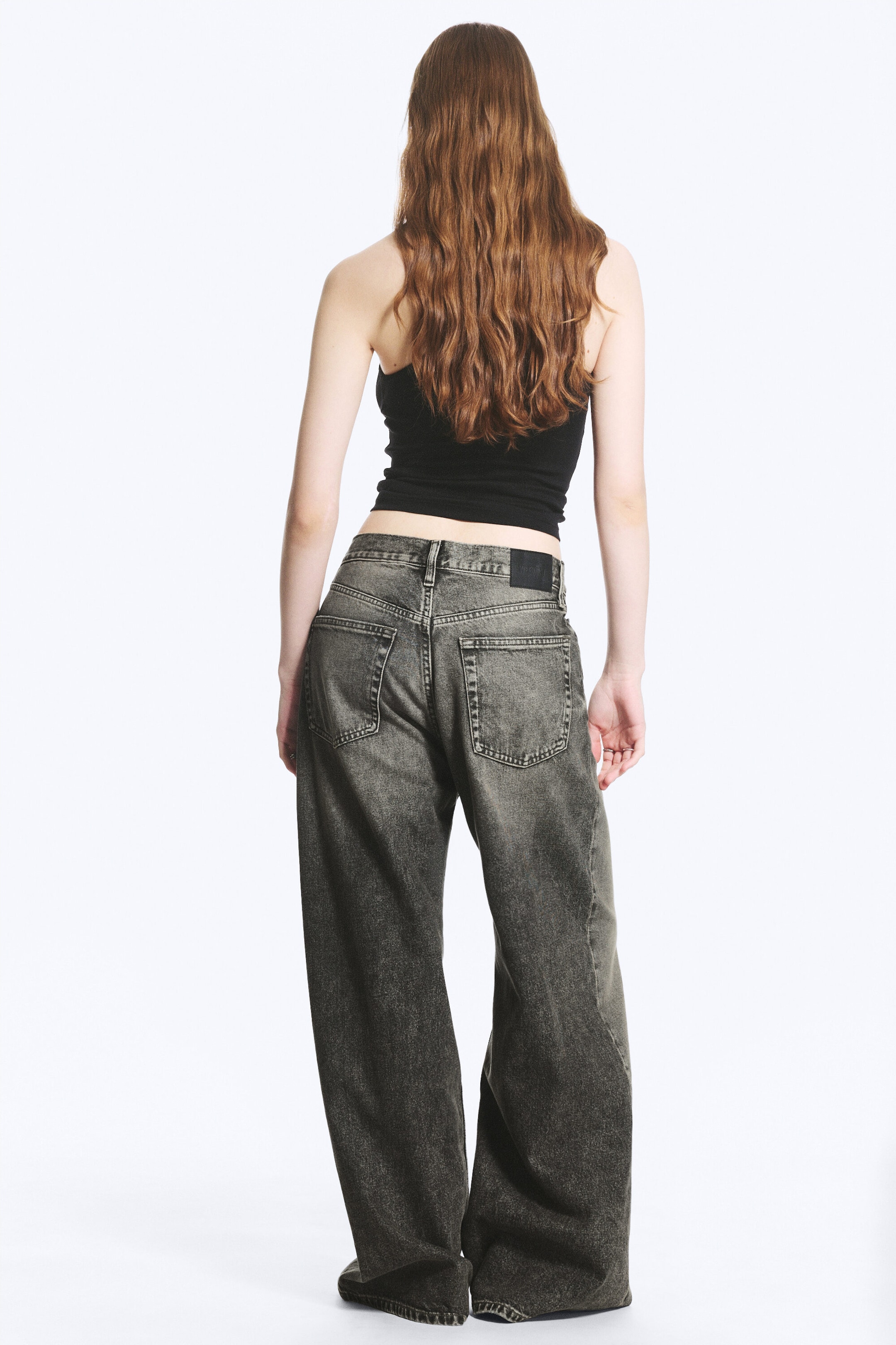 Redondo Black - Washed Black - Solar Loose Wide Leg Unisex Jeans - 5