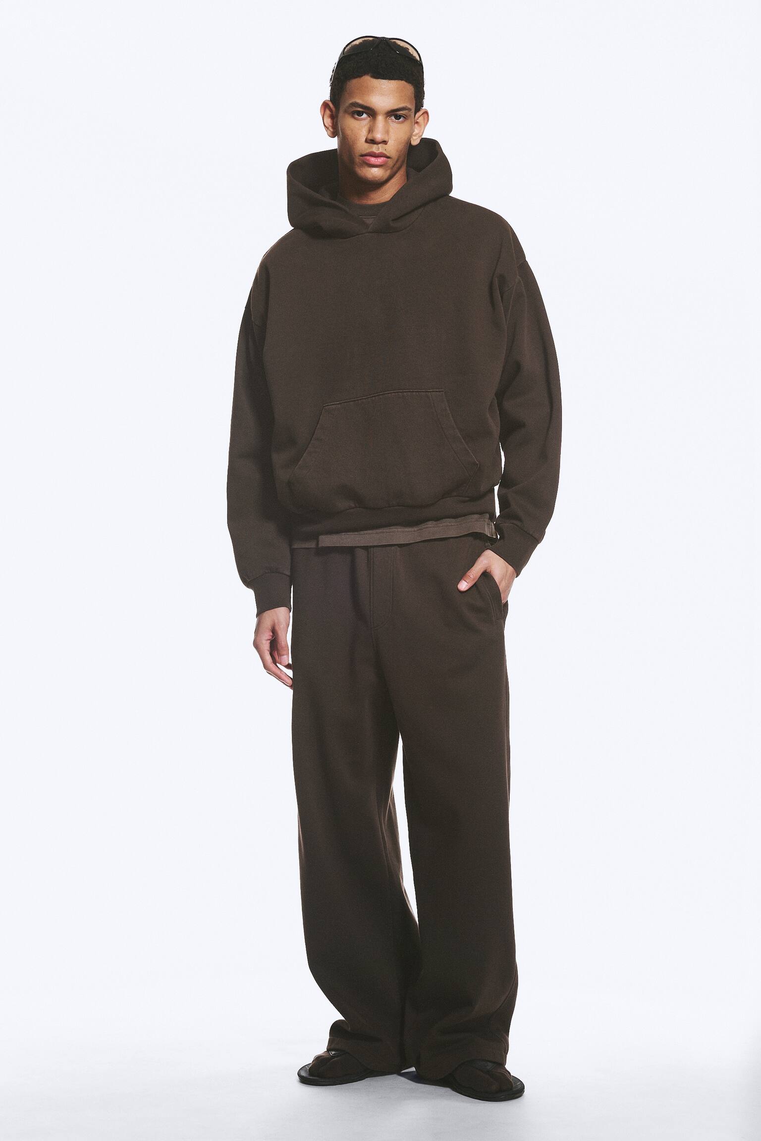 Hoodie mit weiter Passform-Gewaschenes Dunkelbraun - 5