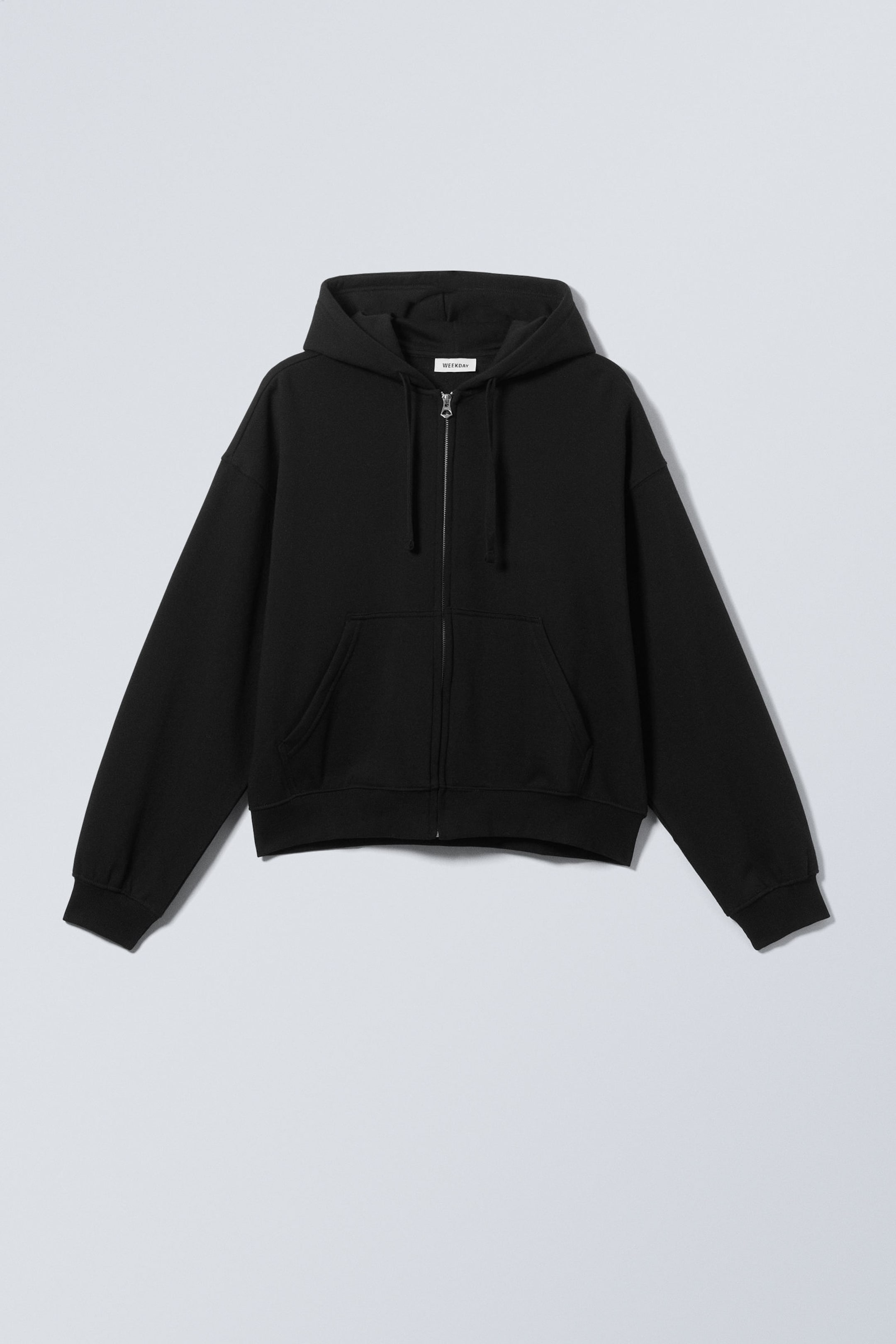 Black - Boxy Midweight Zip Hoodie - 4