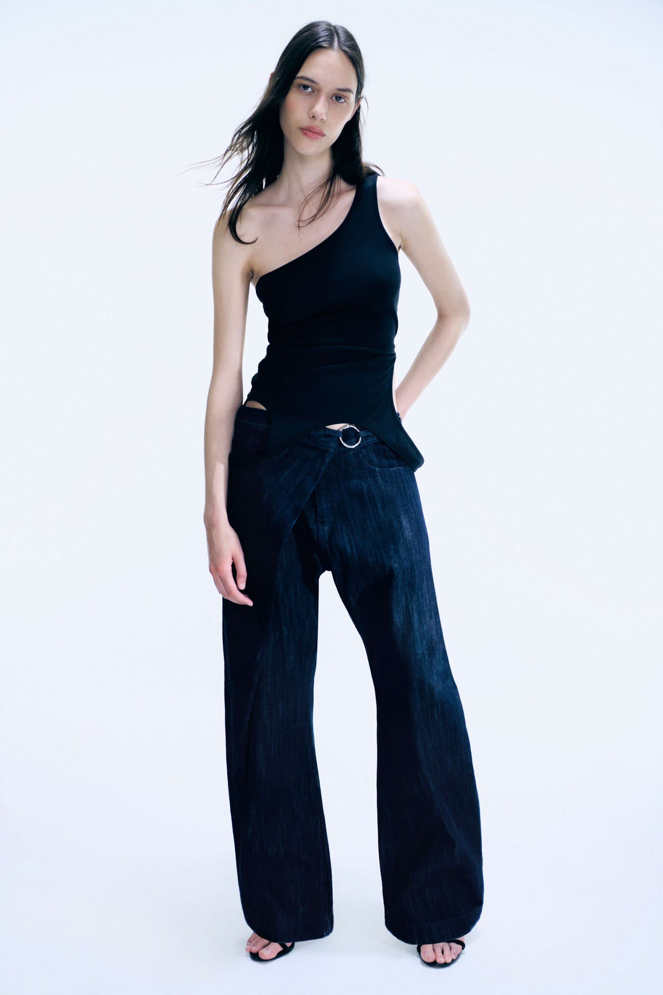 Blue Rinse - Dark Blue - LOW RISE LOOSE WRAP-AROUND JEANS - 1