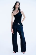 Blue Rinse - Dark Blue - LOW RISE LOOSE WRAP-AROUND JEANS - 0