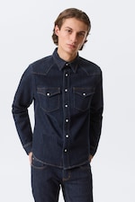 Blue Rinse - Dark Blue - Fitted Denim Shirt - 0