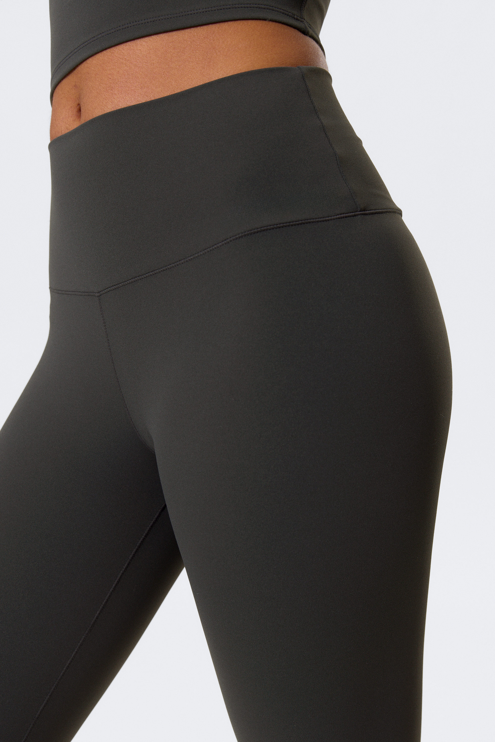Dark Grey - High Waisted Sports Tights - 4