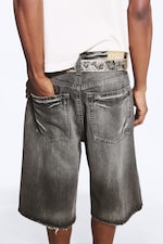 Smokey Black - Dark Black - LOOSER LOW WAIST LOOSE STRAIGHT DENIM SHORTS - 8