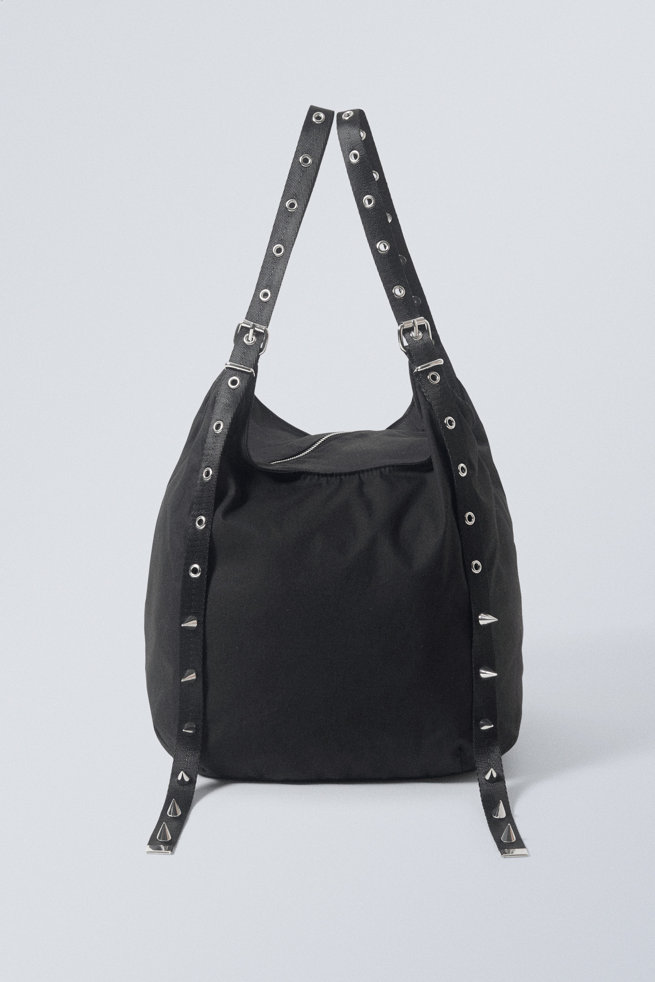 Black - Studded Shoulder Bag - 0