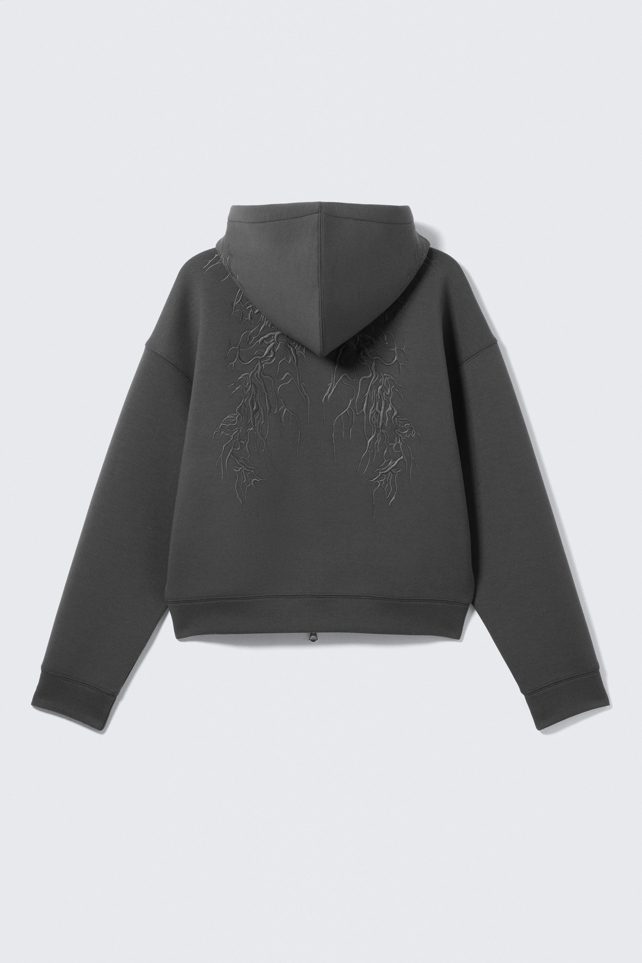 Dunkelgrau - Bestickt - Graphischer Zip-Hoodie Simon aus Scuba-Stoff - 5