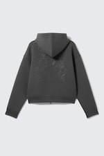 Dunkelgrau - Bestickt - Graphischer Zip-Hoodie Simon aus Scuba-Stoff - 5