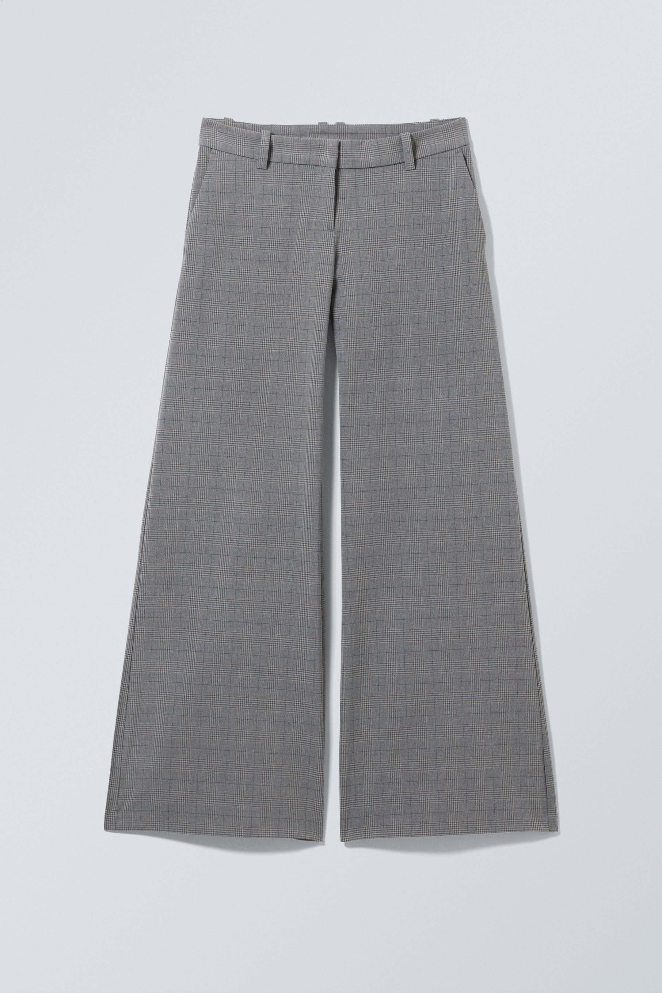 Ver imagen más grande: Pantalón sastre acampanado de tiro bajo - Topo oscuro a cuadros - MUJER | H&M ES 1