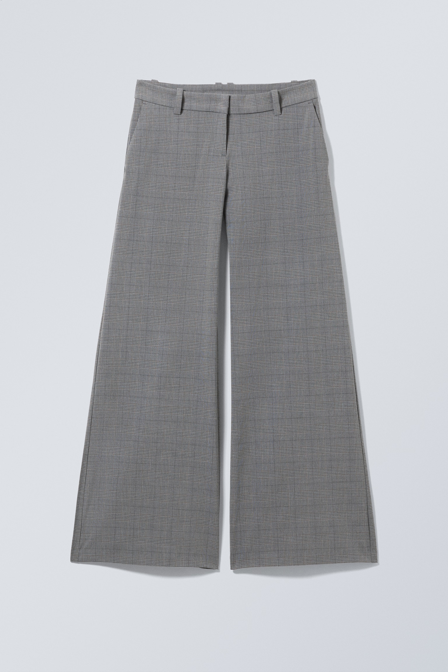 Low Flared Suit Trousers - Checked Dark Mole/Striped Black/Black