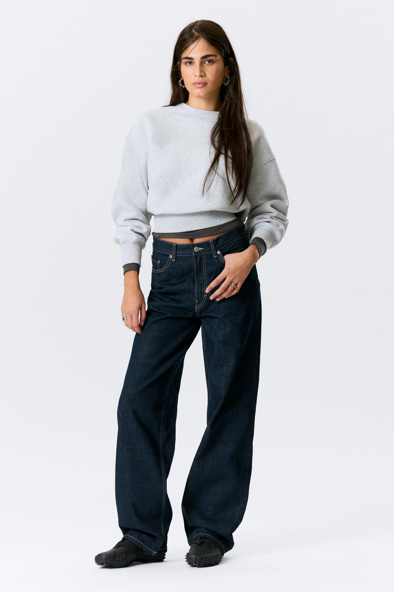 Rail Mid Rise Loose Wide Leg Jeans - Blue Rinse - Dark Blue/Deep Ocean Blue - Dark Blue/Misty Grey - Light Grey/Ink Black - Black - 1